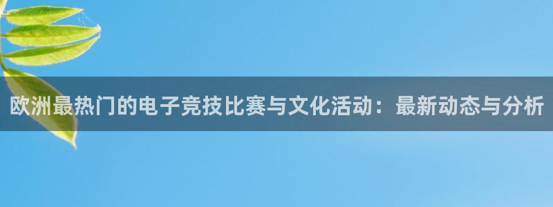 蓝图娱乐,apk：欧洲最热门的电子竞技比赛与文化活动：最新动态与分析
